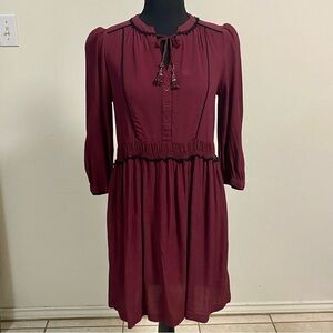 Maeve Dress Women’s Size XS Maroon Galvan Boho Dress